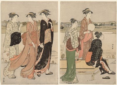 Sommerschimmer am Ufer des Sumida-Flusses von Torii Kiyonaga