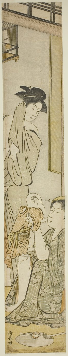 Zwei Frauen und ein Kind nach dem Bad von Torii Kiyonaga