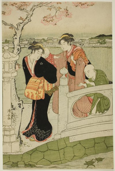 Frauen und Kinder auf dem Damm am Shinobazu-Teich von Torii Kiyonaga