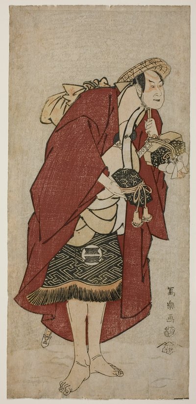 Der Schauspieler Sakata Hangoro III als der Stallknecht Abumizuri no Iwazo in Koriyama, tatsächlich Kurisaka Taro Tomonori (Sandai-me Sakata Hangoro no Koriyama no Umakata Abumizuri no Iwazo, jitsuwa Kurisaka Taro Tomonori) von Toshusai Sharaku