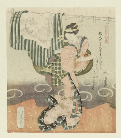 Frau mit Sake-Tasse von Totoya Hokkei