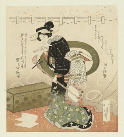 Frau mit Shamisen von Totoya Hokkei
