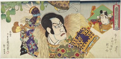 Kawarazaki Gonnosuke als Takechi Mitsuhide und Ichikawa Sadanji als Mashiba Hisayoshi von Toyohara Kunichika