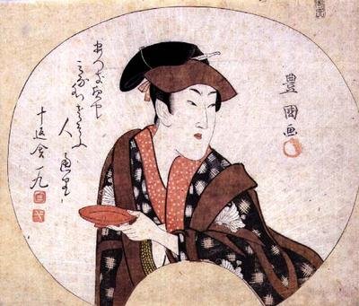 Der Schauspieler Segawa Kikunojo III; der Schauspieler wird außerhalb der Bühne gezeigt und wird von einem Gedicht von Jippensha Ikku begleitet, veröffentlicht 1808 von Utagawa Toyokuni