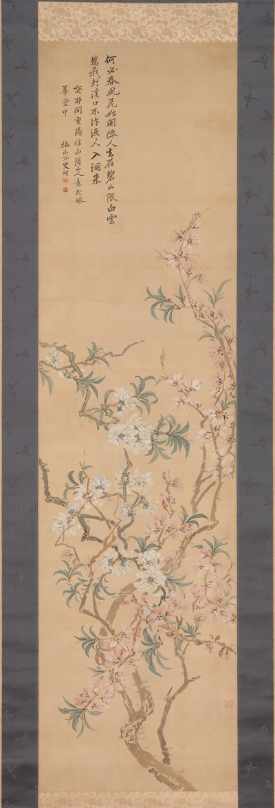 Rote und weiße Pfirsichblüten, 1843 von Tsubaki Chinzan