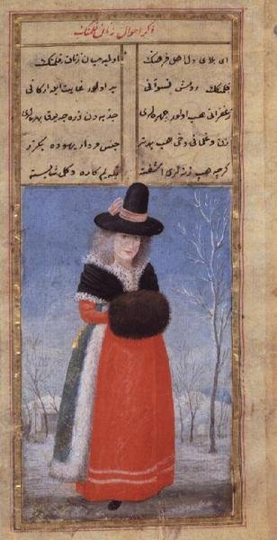 Eine niederländische Frau in Winterkleidung von Fazil Husayn Andaruni, späte 18. Jahrhundert von Turkish School
