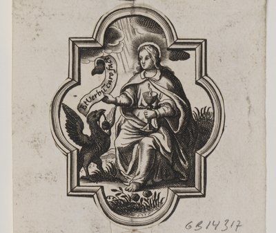 Emblem mit dem Evangelisten Johannes von Ubekendt
