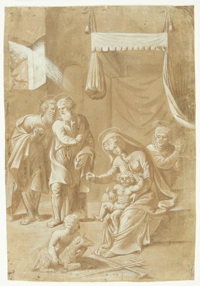 Maria mit dem Jesuskind, Johannes dem Täufer, Elisabeth, Joseph und Zacharias von Ubekendt