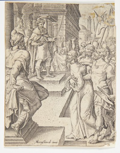 Christus vor Pilatus von Ubekendt efter Dirck Volckertsz. Coornhert efter Maarten van Heemskerck