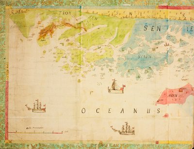 Karte aus der Kartensammlung der Nationalbibliothek. Die Karte wurde handgezeichnet und zeigt Trøndelag, Nordland, Troms, Küste, Seekarte von Ukjent tegner