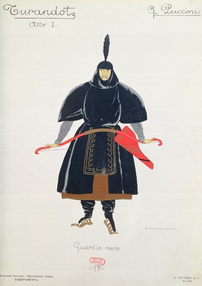 Kostümentwurf für die Schwarzen Wachen aus Turandot von Giacomo Puccini von Umberto Brunelleschi