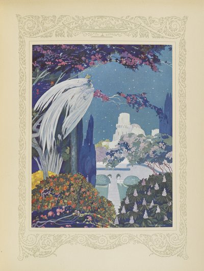 Der schöne Blaue Vogel hörte jedoch nie auf, um den Palast zu schweben, Illustration aus 