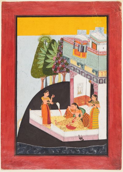 Eine trostlose Dame auf einer Terrasse mit Begleitern, ca. 1730 von Unbekannt