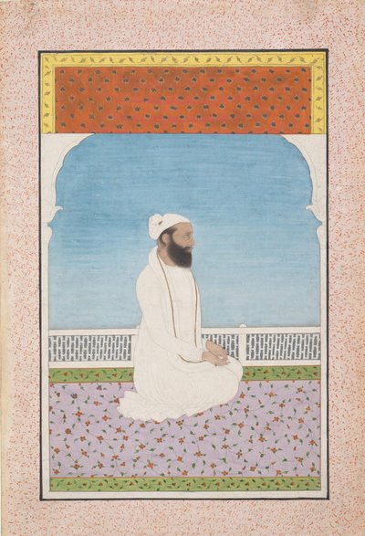 Ein heiliger Mann auf einer Terrasse sitzend, ca. 1850 von Unbekannt