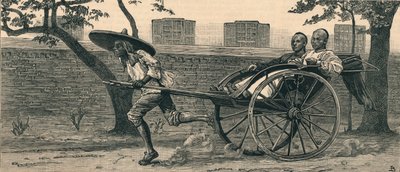 Ein Jinriksha oder chinesische Handkutsche, ca. 1883 von Unbekannt