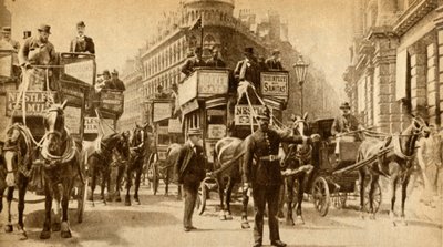 Ein Verkehrsblock im Jahr 1900 - Eine Szene vor dem Mansion House, 1933 von Unbekannt