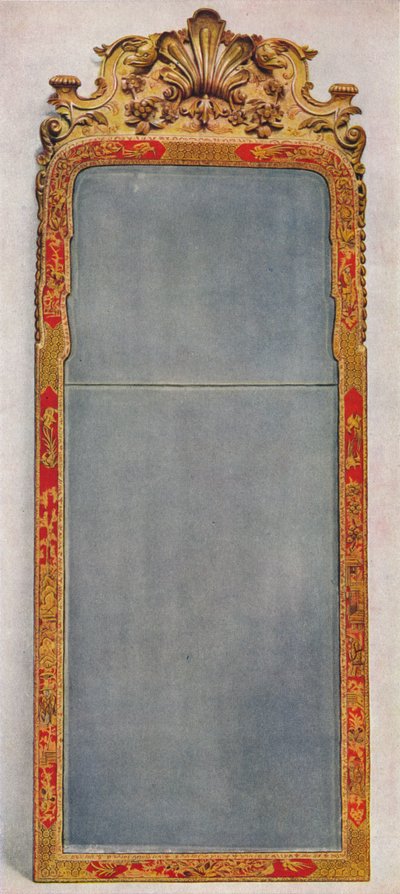 Ein sehr seltener Pier-Glas von ca. 1720 in einem Rahmen mit rotem Lack, ca. 1720 von Unbekannt