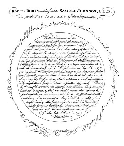 Faksimile der Platte in der ersten Ausgabe von Boswells Leben von Johnson, 1907 von Unbekannt