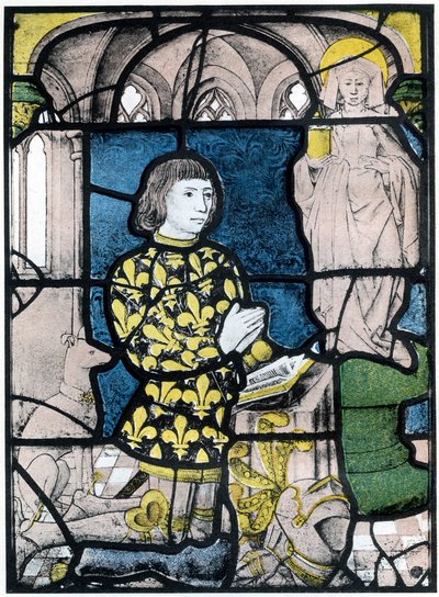 Ein Ritter von Bernemicourt bei seinen Gebeten vor einem Bild von St. Maria Magdalena von Unbekannt