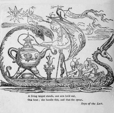 Eine lebende Teekanne steht, ein Arm ausgestreckt, einer gebeugt, der Griff dies, und das der Ausguss, ca. 1820 von Unbekannt