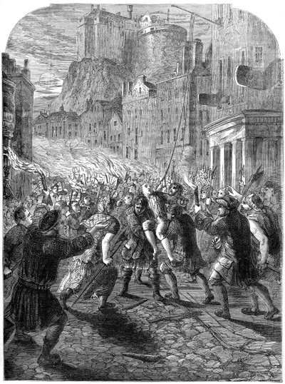 Ein Mob bringt Captain John Porteous zu seiner Hinrichtung, Edinburgh von Unbekannt