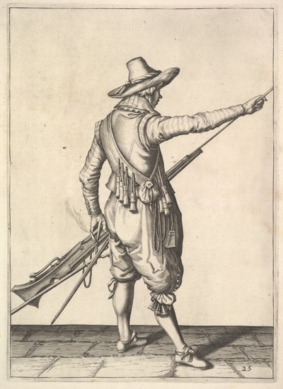 Ein Soldat zieht den Ladestock aus seinem Halter, aus der Serie Musketiere, Platte 25 von Unbekannt