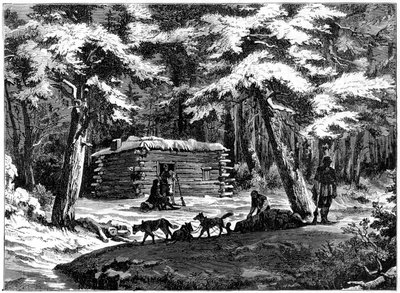 Eine Winterhütte im Saskatchewan-Land, Kanada, 1877 von Unbekannt