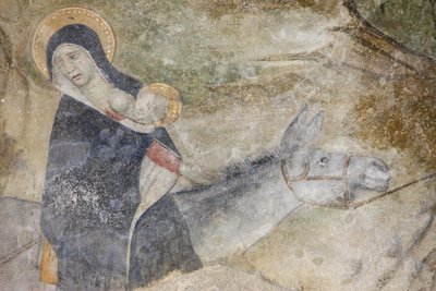 Abteikirche Abondance, Fresko: Die Flucht nach Ägypten, Abondance, Frankreich von Unbekannt