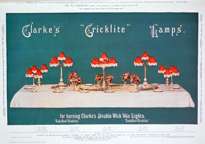 Werbung für Clarkes Cricklite Lampen, 1899 von Unbekannt