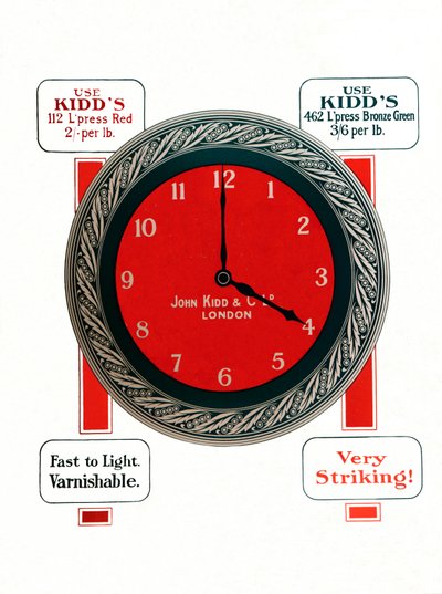 Werbung für John Kidds & Co. Ltd Inks, 1917 von Unbekannt