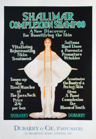 Werbung für Shalimar-Teintshampoo von Dubarry, 1930 von Unbekannt