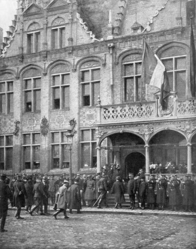 Albert I. von Belgien und der französische Präsident Poincaré treffen sich in Veurne, Belgien, 1. November 1914 von Unbekannt