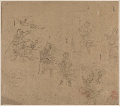 Album mit daoistischen und buddhistischen Themen: Prozession daoistischer Gottheiten: Blatt 15, 1200er von Unbekannt