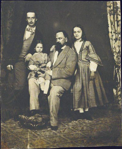 Alexander Herzen mit seinen Kindern nach dem Tod seiner Frau Natalie von Unbekannt