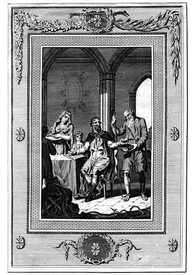 Alfred der Große teilt sein Brot mit einem armen Pilger, 9. Jahrhundert, 1772 von Unbekannt