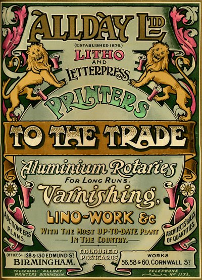 Allday Ltd - Werbung, 1907 von Unbekannt