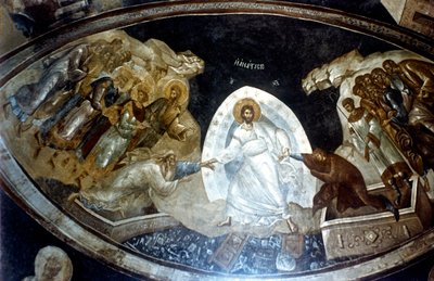 Anastasis, Fresko im Parekklesion der Kirche Christi in Chora, ca. 1310-1320 von Unbekannt