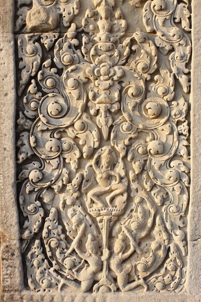Angkor Wat, geschnitztes Detail an der Wand, Blumen, Siem Reap, Kambodscha von Unbekannt
