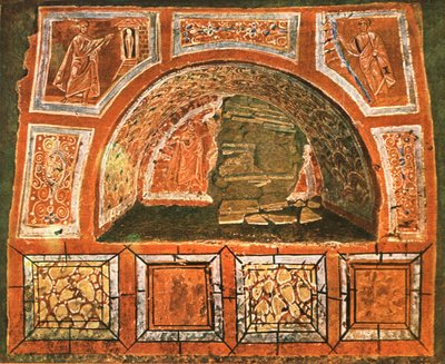 Arcosolium in der Katakombe von Domitilla an der Via Ardeatina, Rom, Italien, 1928 von Unbekannt