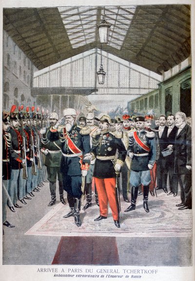 Ankunft von General Tchertkoff, russischer Botschafter in Frankreich, Paris, 1895 von Unbekannt