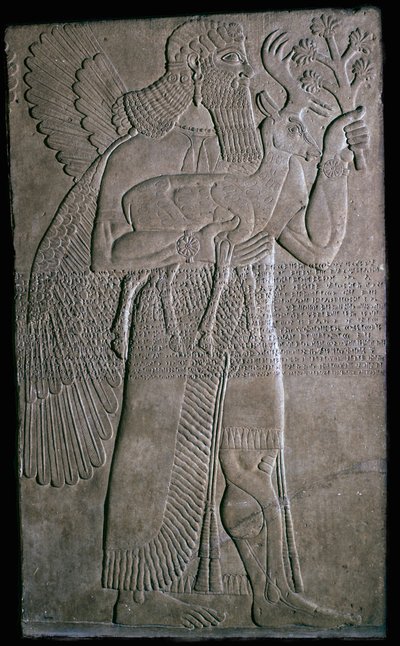 Assyrisches Relief einer geflügelten Figur von Unbekannt