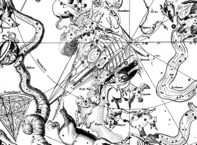 Astronomische Karte, zentriert auf das südliche Sternbild Argo Navis, 1742 von Unbekannt