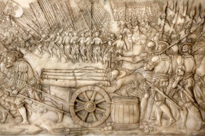 Basilika von St. Denis, Grab von Franz I., König von Frankreich und Claude von Frankreich, Darstellung der Schlacht von Marignano 1515 - die Truppen der Alten Schweizer Eidgenossenschaft, Saint-Denis, Frankreich von Unbekannt