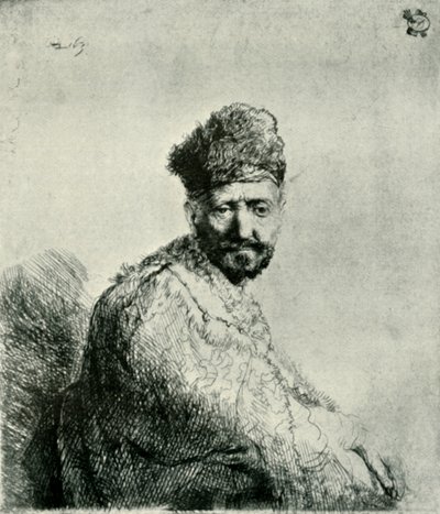 Bärtiger Mann in einer pelzbesetzten orientalischen Mütze und Robe: der Vater des Künstlers, 1631, 1906 von Unbekannt