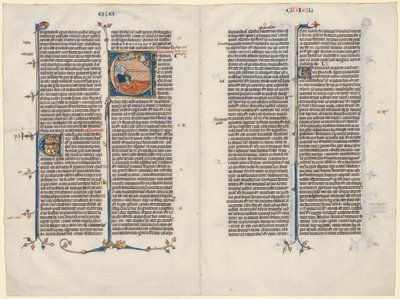 Bifolium aus einer Bibel: Initiale E[t factum est] mit Ezechiel, ca. 1290 von Unbekannt