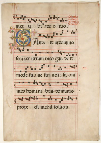 Bifolium mit verziertem Initial C, aus einem Graduale, zweite Hälfte des 15. Jahrhunderts von Unbekannt