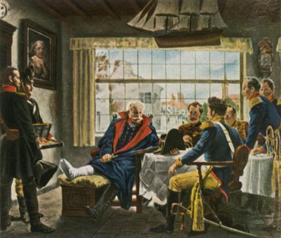Blücher nimmt Napoleons Medaillen und Hut nach Waterloo in Besitz, 18. Juni 1815 von Unbekannt