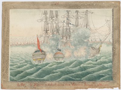 Brigg Mercury kämpft gegen zwei türkische Schiffe am 14. Mai 1829 von Unbekannt