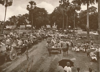 Burmesische Beerdigung - Prozession von Wagen mit Opfergaben, 1900 von Unbekannt