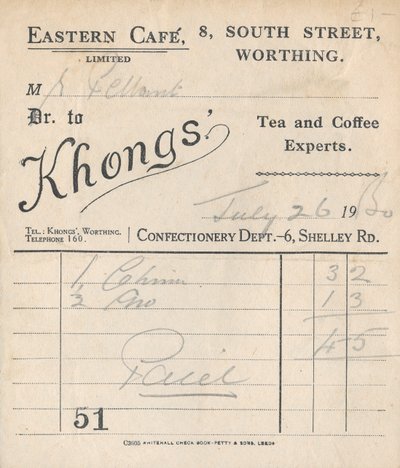 Café-Quittung, 1950 von Unbekannt